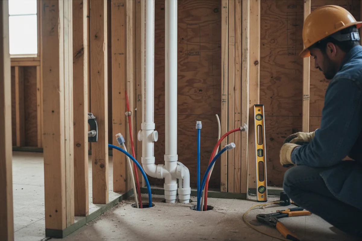Drain and supply rough-in during Toilet Repair and Installation in Pineville
